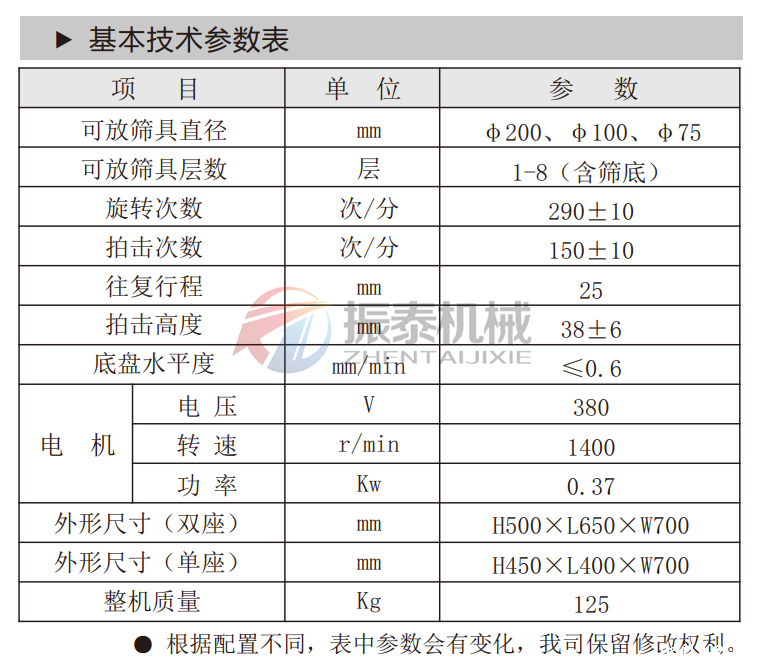 矿粉拍击筛技术参数 矿粉拍击筛技术参数